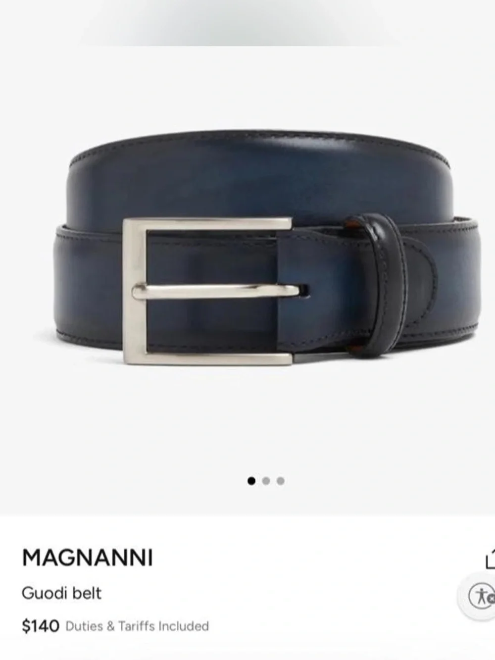 Magnanni Black Leather Belt with Silver Buckle